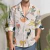 Jungle Animals Men's Shirt Long-Sleeve Button Hawaiian Shirt Tops for Casual Beach Work L view 2
