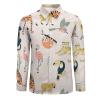 Jungle Animals Men's Shirt Long-Sleeve Button Hawaiian Shirt Tops for Casual Beach Work L view 3