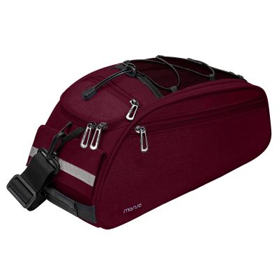 MOSISO Bike Rack Bag, Waterproof Bicycle Trunk Pannier Rear Seat Pouch Cycling Bike Carrier Backseat Storage Luggage Saddle Shoulder Bag, Wine Red