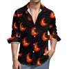 Phoenix Bird Men's Shirt Long-Sleeve Button Hawaiian Shirt Tops for Casual Beach Work L view 1