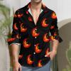 Phoenix Bird Men's Shirt Long-Sleeve Button Hawaiian Shirt Tops for Casual Beach Work L view 2