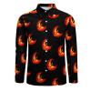 Phoenix Bird Men's Shirt Long-Sleeve Button Hawaiian Shirt Tops for Casual Beach Work L view 3
