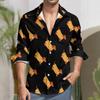 Dachshund in Hot Dog Bun with Mustard Men's Shirt Long-Sleeve Button Hawaiian Shirt Tops for Casual Beach Work 2XL view 2