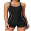 beautyin Women Athletic One Piece Swimwear Workout Bathing Suit Black view 1