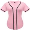 babyhealthy Womens Baseball Jersey Button Down Plain Softball Hip Hop Tshirts Sports Active Tee Pink view 1