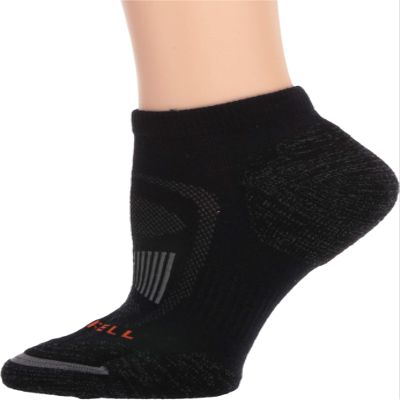 Merrell Men's and Women's Merino Wool Hiking Breathable Moisture Wicking, Arch Support and Blister Prevention Low Cut Sock 1 Pair Pack, Black, Shoe Size: 13-15
