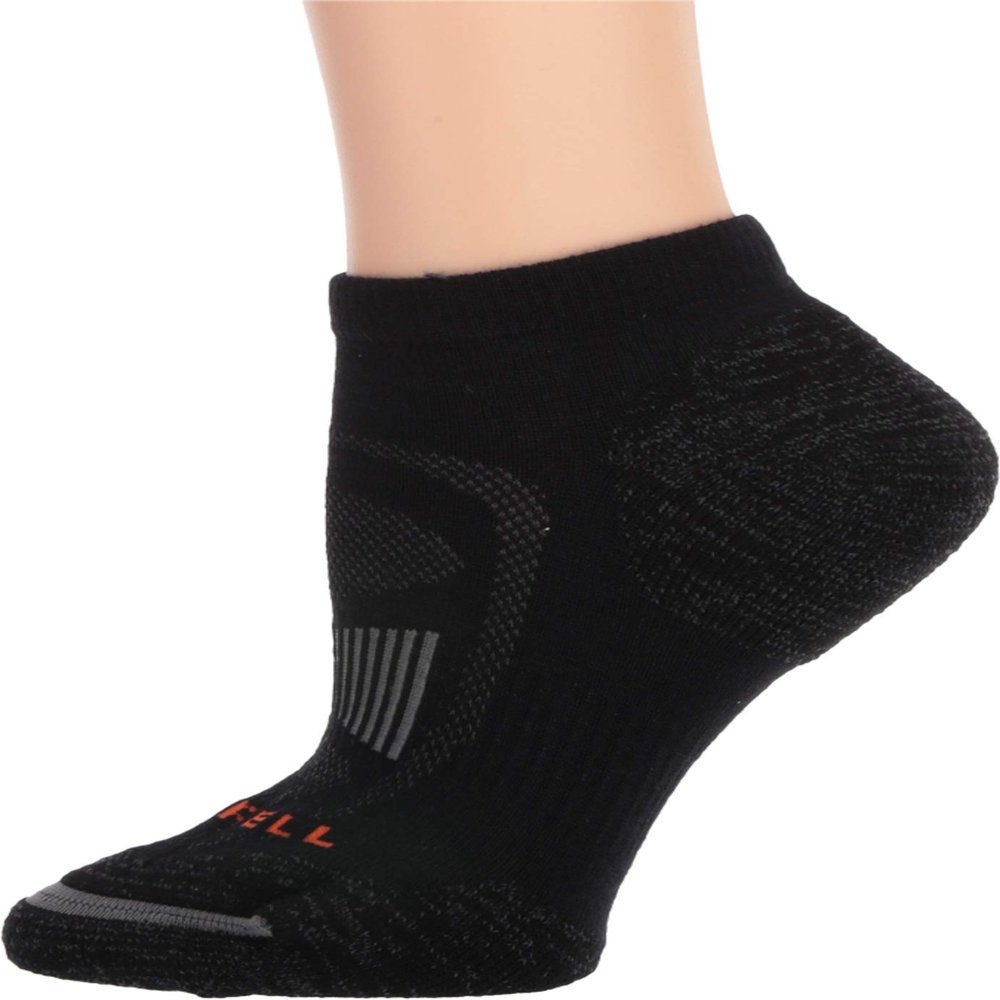 Merrell Men's and Women's Merino Wool Hiking Breathable Moisture Wicking, Arch Support and Blister Prevention Low Cut Sock 1 Pair Pack, Black, Shoe Size: 13-15