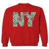 0506. Cool New York Gift Liberty Statue NYC Floral Beach Summer Vacation Palm Men's Crewneck Sweatshirt (Red, Large) view 1