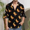 Dachshund in Hot Dog Bun with Mustard Men's Shirt Long-Sleeve Button Hawaiian Shirt Tops for Casual Beach Work 6XL view 2