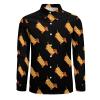 Dachshund in Hot Dog Bun with Mustard Men's Shirt Long-Sleeve Button Hawaiian Shirt Tops for Casual Beach Work 6XL view 3