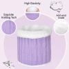 Kids Winter Knit Beanie Hat Scarf and Gloves Set for Girls Boys Warm Thick Fleece Lined Thermal Purple Skull Cap Mittens Infinity Scarf Neck Warmer with Pompom for 2-5 Years Old Baby Toddler Children view 3