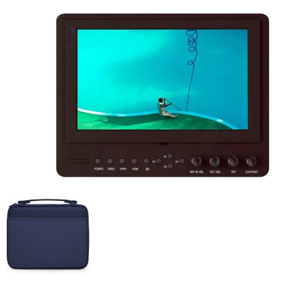 BoxWave Case Compatible with Delvcam DELV-SDI-7 - Hard Shell Briefcase, Slim Messenger Bag Briefcase Cover Side Pockets - Navy