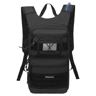 MOSISO Tactical Hydration Pack Backpack, Military Daypack Water Backpack Rucksack Bladder Bag with 3L Water Bladder&Elastic Cord Strap for Outdoor Sports,Hiking,Climbing,Running,Cycling,Biking, Black