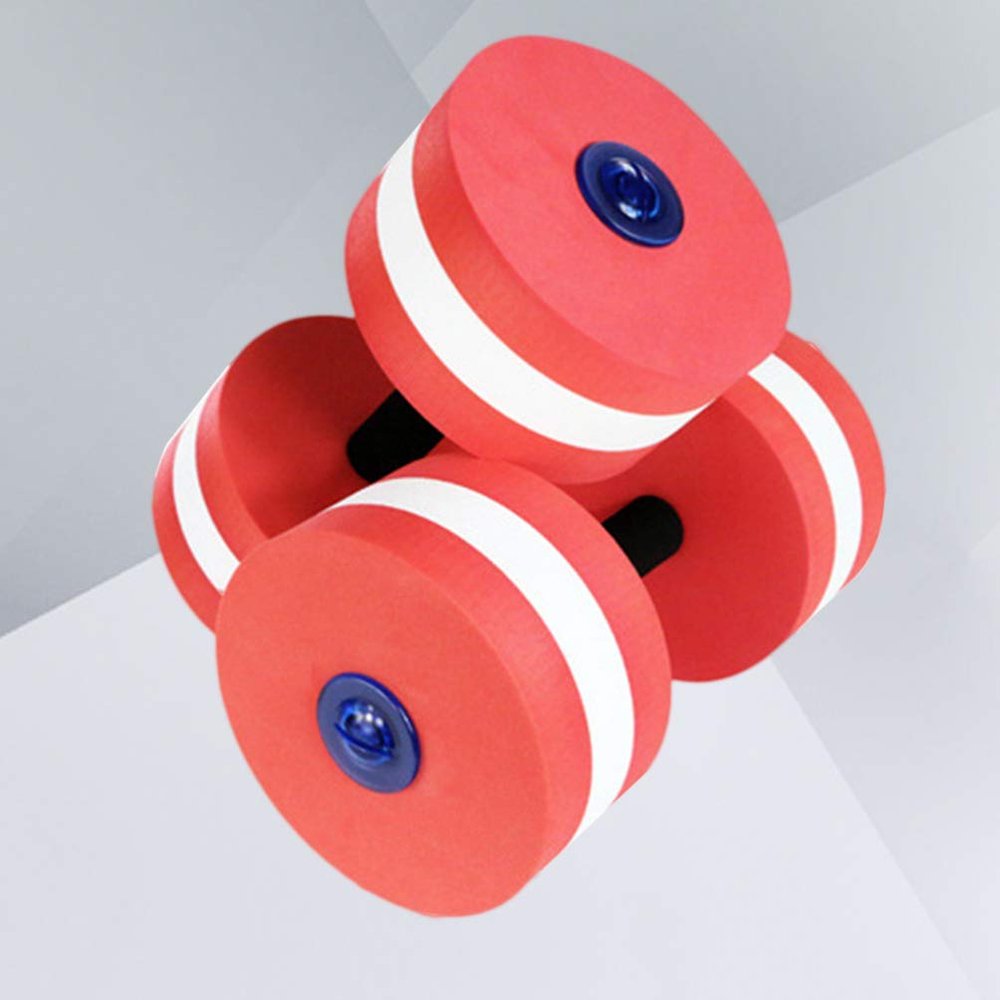 Water Exercise Aquatic Exercise Dumbbells 2pcs High- Density EVA- Foam Dumbbell Set Water Barbells Hand Bar Aerobics (Rose Red) Pool