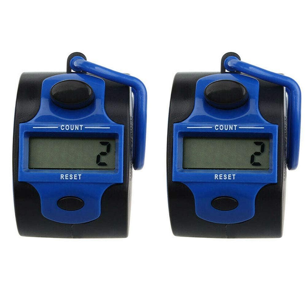 Boxonly Blue Electronic Tally Counters Digital LCD Electronic Hand Tally Counter for Tasbeeh Golf Dock Pack of 2