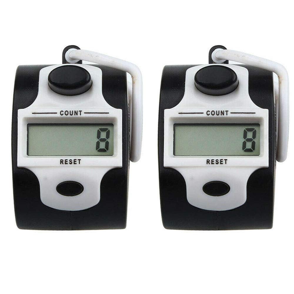 Boxonly White Electronic Tally Counters Digital LCD Electronic Hand Tally Counter for Tasbeeh Golf Dock Pack of 2