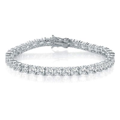 MDFUN Tennis Bracelets for Women and Men Cubic Zirconia Silver Bracelet 18K White Gold Plated 7MM Round CZ Dainty Jewelry 6 Inch