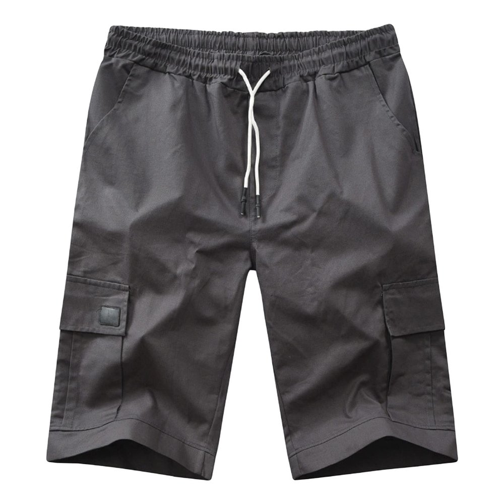 Maiyifu-GJ Men's Casual Multi Pocket Short Pants Elastic Waist Relaxed Fit Cargo Shorts Loose Fit Lightweight Outdoor Shorts (Dark Grey,X-Large)