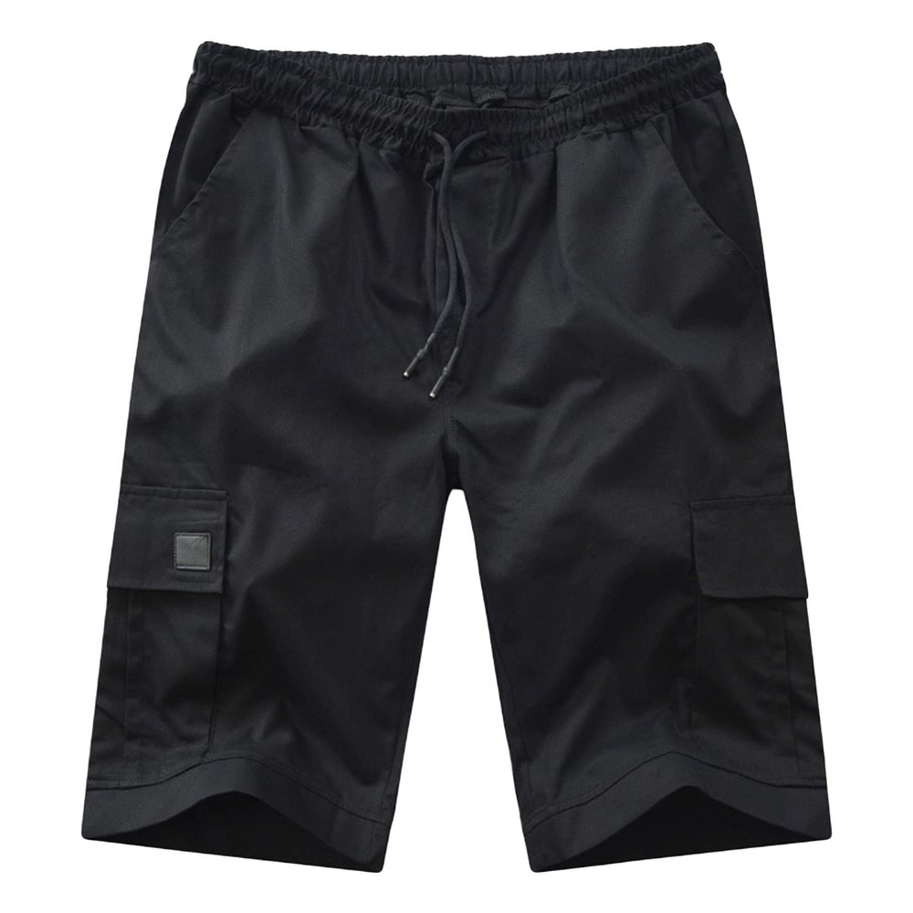 Men's Casual Multi Pocket Short Pants Elastic Waist Relaxed Fit Cargo Shorts Loose Fit Lightweight Outdoor Shorts (Black,5X-Large)