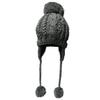 BIBITIME Handmade Crochet Beanie Cable Knit Hat Braided Ear Flaps Earmuff Cap 3 Pom Pom Ball Winter Warm (Small, Dark Grey) view 1
