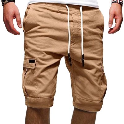 Men's Elastic Waist Cargo Shorts Casual Relaxed Fit Multi Pockets Short Lightweight Outdoor Military Short Pants (Khaki,X-Large)
