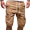 Men's Elastic Waist Cargo Shorts Casual Relaxed Fit Multi Pockets Short Lightweight Outdoor Military Short Pants (Khaki,X-Large) view 1