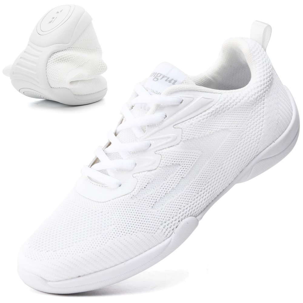 DADAWEN Adult & Youth White Cheerleading Dance Shoes Athletic Training Lightweight Competition Tennis Sneakers Cheer Shoes White US Size 6 M Big Kid