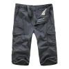 Men's Relaxed Fit 3/4 Cargo Shorts Twill Elastic Waist Multi Pocket Capri Pants Casual Loose Fit Below Knee Short (Grey,Small) view 1