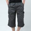 Men's Relaxed Fit 3/4 Cargo Shorts Twill Elastic Waist Multi Pocket Capri Pants Casual Loose Fit Below Knee Short (Grey,Small) view 2