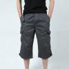 Men's Relaxed Fit 3/4 Cargo Shorts Twill Elastic Waist Multi Pocket Capri Pants Casual Loose Fit Below Knee Short (Grey,Small) view 3