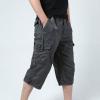 Men's Relaxed Fit 3/4 Cargo Shorts Twill Elastic Waist Multi Pocket Capri Pants Casual Loose Fit Below Knee Short (Grey,Small) view 4