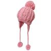 BIBITIME Handmade Crochet Beanie Cable Knit Hat Braided Ear Flaps Earmuff Cap 3 Pom Pom Ball Winter Warm (Small, Pink) view 1