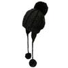 BIBITIME Handmade Crochet Beanie Cable Knit Hat Braided Ear Flaps Earmuff Cap 3 Pom Pom Ball Winter Warm (Small, Black) view 1