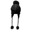 BIBITIME Handmade Crochet Beanie Cable Knit Hat Braided Ear Flaps Earmuff Cap 3 Pom Pom Ball Winter Warm (Small, Black) view 2