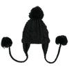 BIBITIME Handmade Crochet Beanie Cable Knit Hat Braided Ear Flaps Earmuff Cap 3 Pom Pom Ball Winter Warm (Small, Black) view 3