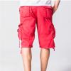 Men's Relaxed Fit Camo Cargo Shorts Lightweight Multi Pocket Outdoor Short Pants Casual Hiking Tactical Shorts (Red,32) view 3