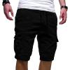 Maiyifu-GJ Men's Elastic Waist Cargo Shorts Casual Relaxed Fit Multi Pockets Short Lightweight Outdoor Military Short Pants (Black,XX-Large) view 1