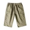 Maiyifu-GJ Men's Outdoor Zipper Pocket Cargo Shorts Elastic Waist Hiking Tactical Shorts Multi Pockets 3/4 Long Short Pants (Khaki,Large) view 1