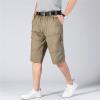 Maiyifu-GJ Men's Outdoor Zipper Pocket Cargo Shorts Elastic Waist Hiking Tactical Shorts Multi Pockets 3/4 Long Short Pants (Khaki,Large) view 2