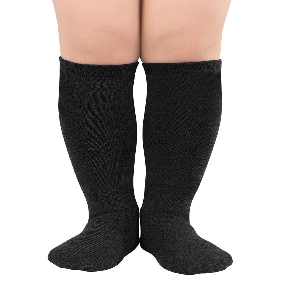 Century Star Black Toddler Soccer Socks Cotton Long Socks for Kids Boys Girls Baseball Socks 1 Pair Black One Size