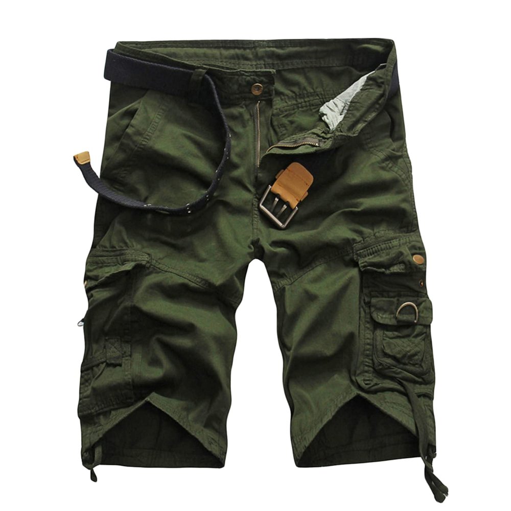 Men's Relaxed Fit Camo Cargo Shorts Lightweight Multi Pocket Outdoor Short Pants Casual Hiking Tactical Shorts (ArmyGreen 1,38)