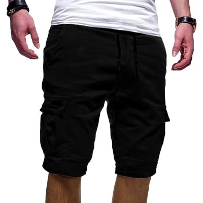 Maiyifu-GJ Men's Elastic Waist Cargo Shorts Casual Relaxed Fit Multi Pockets Short Lightweight Outdoor Military Short Pants (Black,X-Large)