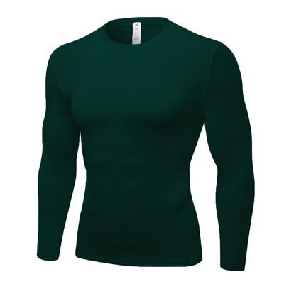 Men's Compression Long Sleeve Shirts, Cool Dry Sport Workout Underwear Shirt Athletic Baselayer Running Gym Tops Dark Green