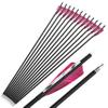 ZSHJGJR 28/30/31 Inch Archery Carbon Arrows Hunting Arrows with 4 Turkey Feather Removable Tips Targeting Practice Arrows 500 Spine for Compound & Recurve Bow 6/12Pack (12, Purple Red, 31 Inch) view 4