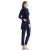 Burkini Swimsuits for Women Long Sleeve Floral Print Modest Muslim Swimwear with Chest Pads O Neck Zipper Closure Islamic Full Cover Hijab Top Dress Pants Bathing Suit Navy Blue Floral X-Large view 4
