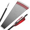 ZSHJGJR 28/30/31 Inch Archery Carbon Arrows Hunting Arrows with 4 Turkey Feather Removable Tips Targeting Practice Arrows 500 Spine for Compound & Recurve Bow 6/12Pack (12, Red, 28 Inch) view 1