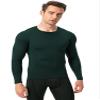 Men's Compression Long Sleeve Shirts, Cool Dry Sport Workout Underwear Shirt Athletic Baselayer Running Gym Tops Dark Green view 4