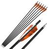 ZSHJGJR 28/30/31 Inch Archery Carbon Arrows Hunting Arrows with 4 Turkey Feather Removable Tips Targeting Practice Arrows 500 Spine for Compound & Recurve Bow 6/12Pack (12, Orange, 30 Inch) view 4