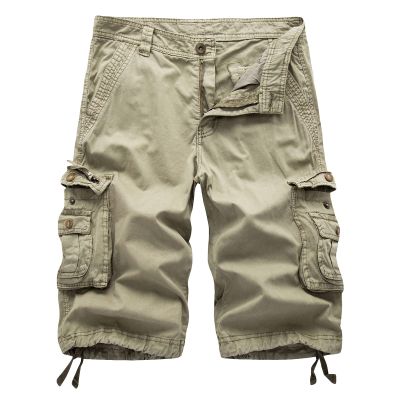 Maiyifu-GJ Men's Cotton Twill Multi Pockets Shorts Lightweight Relaxed Fit Cargo Short Casual Outdoor Military Short Pants (Khaki,32)