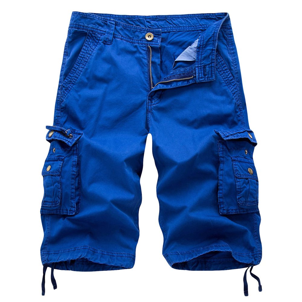 Maiyifu-GJ Men's Cotton Twill Multi Pockets Shorts Lightweight Relaxed Fit Cargo Short Casual Outdoor Military Short Pants (Blue,40)